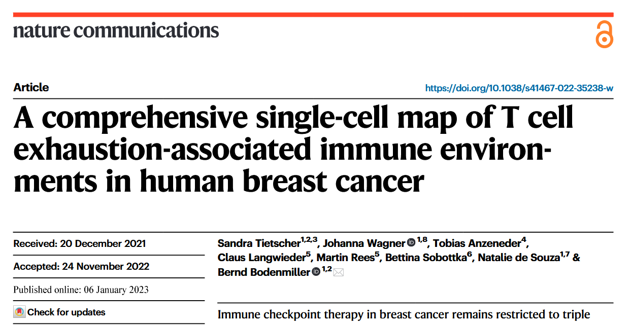 A comprehensive single-cell map of T cell exhaustion-associated immune environments in human breast cancer